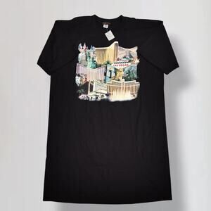 Vintage Y2K MGM Mirage Las Vegas T Shirt Dress One Size Casino Graphic USA